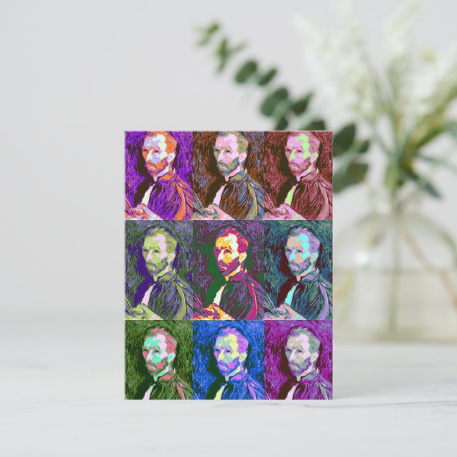 Vincent van Gogh Pop Art Flat Grußkarte Karte (Stehend Vorderseite)