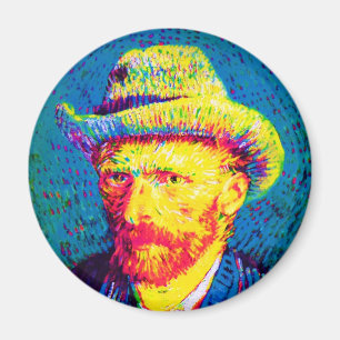 Vincent Van Gogh - Pop Art Selbstporträt mit Hut Magnet
