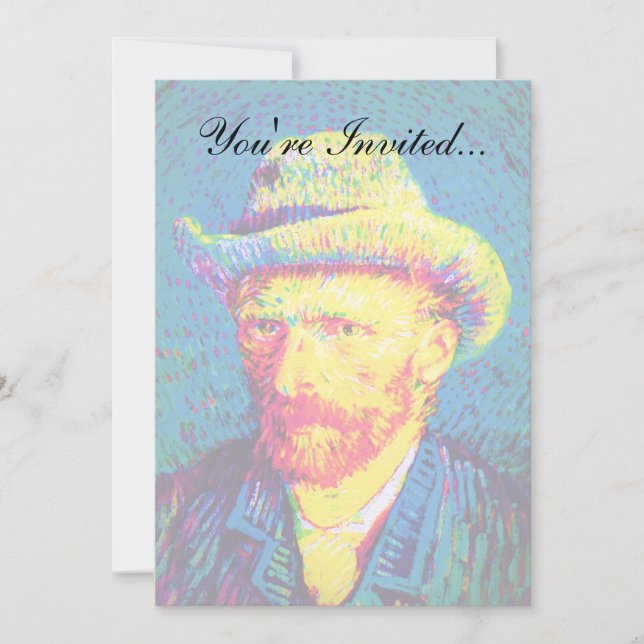 Vincent Van Gogh - Pop Art Self Portrait with Hat Einladung (Vorderseite)