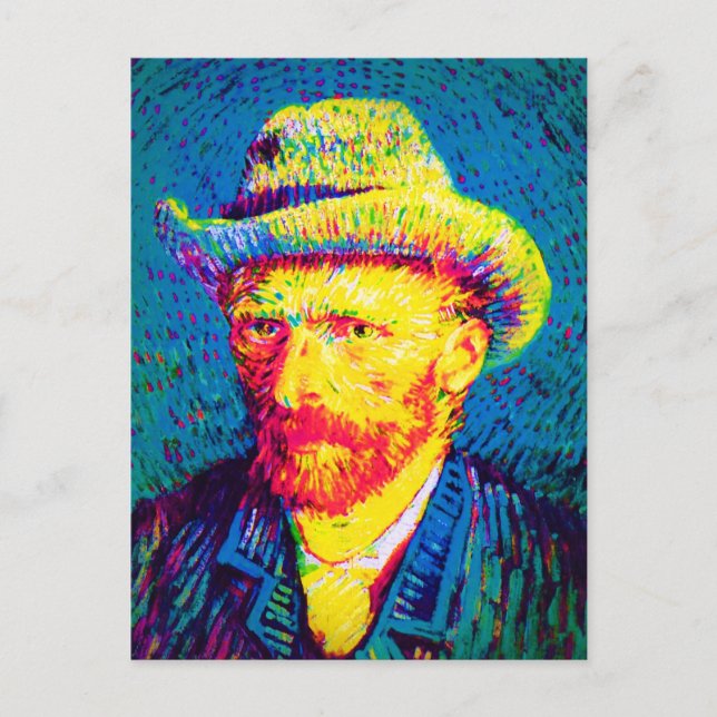 Vincent Van Gogh - Pop Art Self Portrait with Hat Postkarte (Vorderseite)