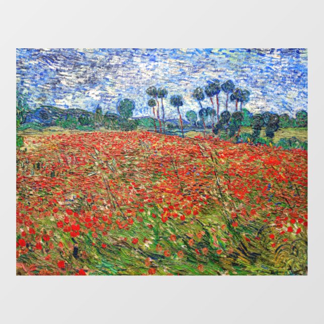 Vincent van Gogh - Poppy Field Fensteraufkleber (Blatt)