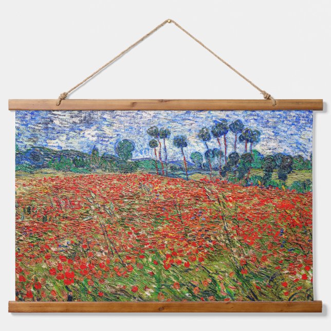 Vincent van Gogh - Poppy Field Wandteppich Mit Holzrahmen (Vorne)