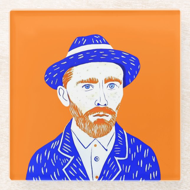 Vincent Van Gogh Portrait - Grafik Glasuntersetzer (Vorderseite)