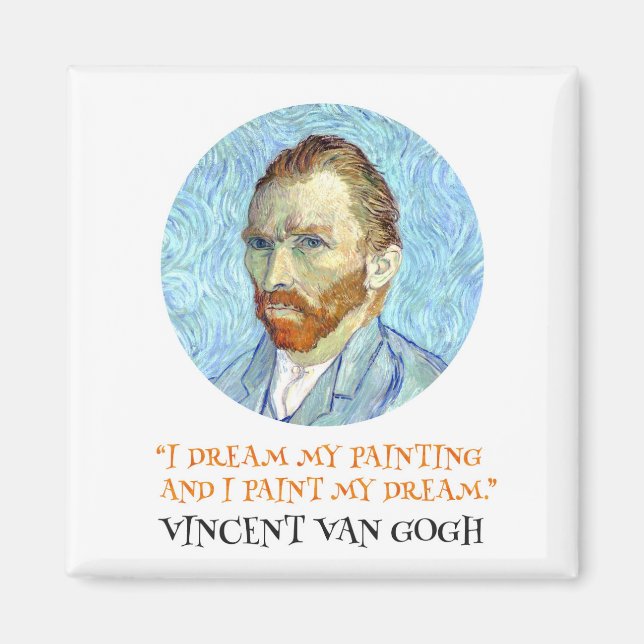 Vincent Van Gogh Portrait mit Zitat Magnet (Vorne)