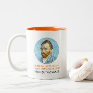 Vincent Van Gogh Portrait mit Zitat Zweifarbige Tasse