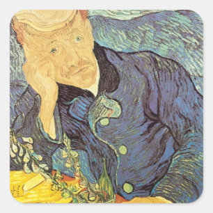 Vincent van Gogh - Portrait von Doktor Gachet Quadratischer Aufkleber