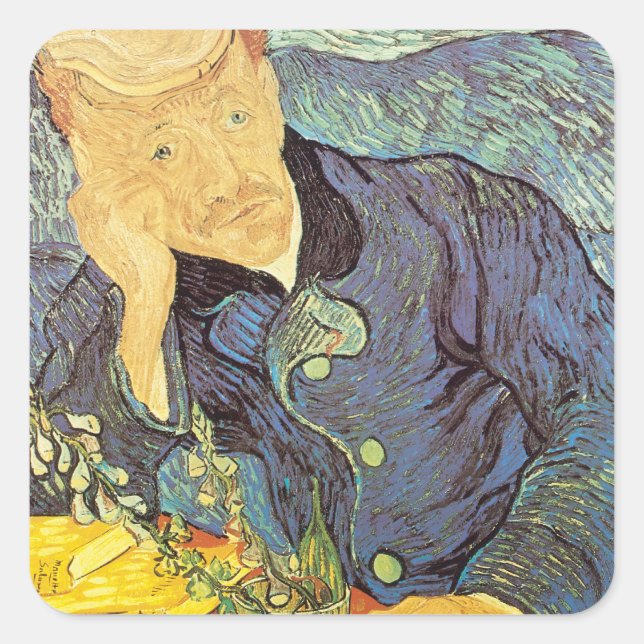 Vincent van Gogh - Portrait von Doktor Gachet Quadratischer Aufkleber (Vorderseite)