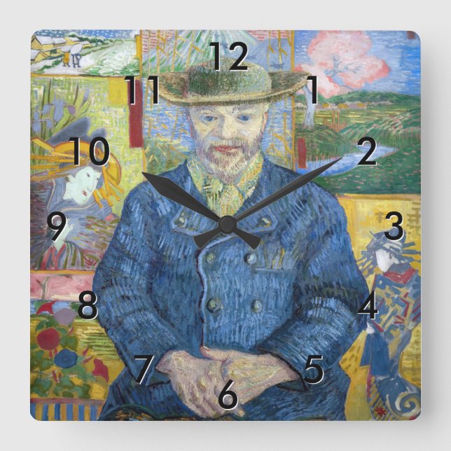 Vincent van Gogh - Portrait von Pere Tanguy Quadratische Wanduhr (Vorderseite)