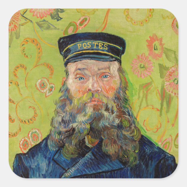 Vincent Van Gogh - Postman Joseph Roulin Quadratischer Aufkleber (Vorderseite)