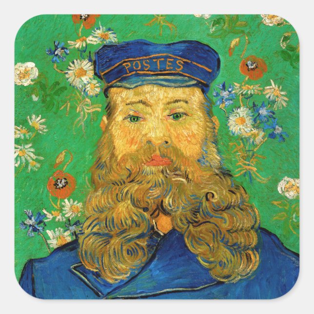 Vincent Van Gogh - Postman Joseph Roulin Quadratischer Aufkleber (Vorderseite)