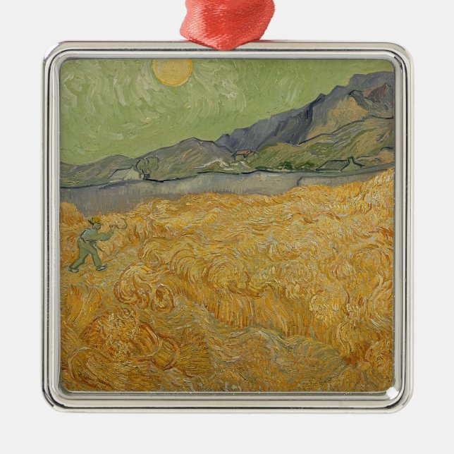 Vincent van Gogh| Radfeld mit Sensenmann, 1889 Silbernes Ornament (Vorne)