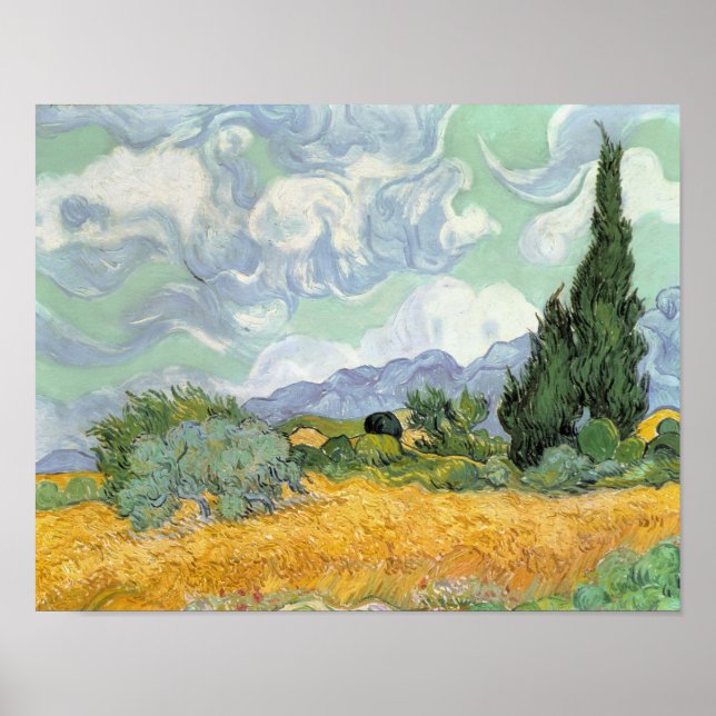 Vincent van Gogh | Radfeld mit Zypressen, 1889 Poster (Vorne)