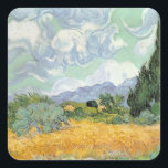 Vincent van Gogh | Radfeld mit Zypressen, 1889 Quadratischer Aufkleber<br><div class="desc">Radfeld,  1889 | von Vincent van Gogh | Art Location: National Gallery,  London,  UK | Dutch Artist | Image Collection number: BAL3585</div>