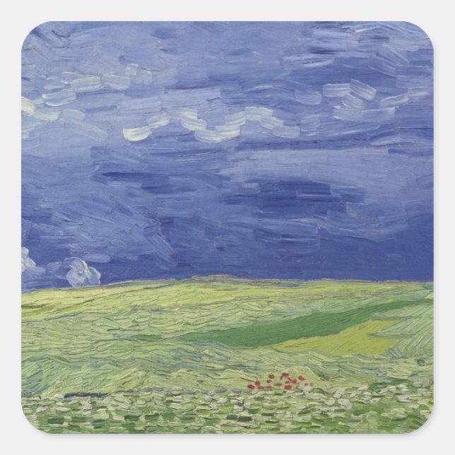 Vincent van Gogh | Radfelder unter Thunderclow Quadratischer Aufkleber (Vorderseite)