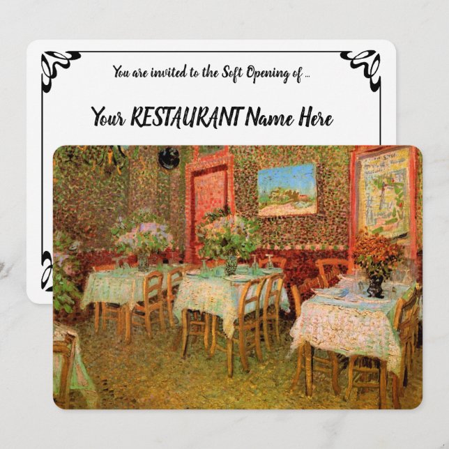 Vincent van Gogh Restaurant Soft Open Einladung (Vorne/Hinten)