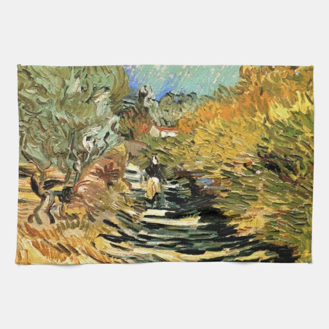 Vincent van Gogh Road bei Saint-Remy, weibliche Ab Geschirrtuch (Horizontal)