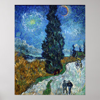 Vincent van Gogh Road mit Cypress und Star Poster
