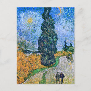 Vincent van Gogh Road mit Zypressenmalerei Postkarte