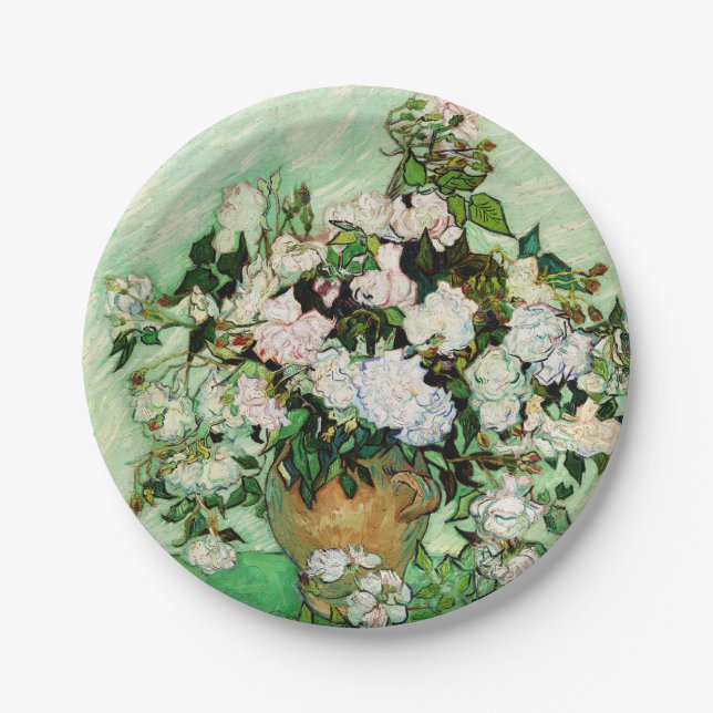 Vincent Van Gogh Rose (1890) Pappteller (Vorderseite)