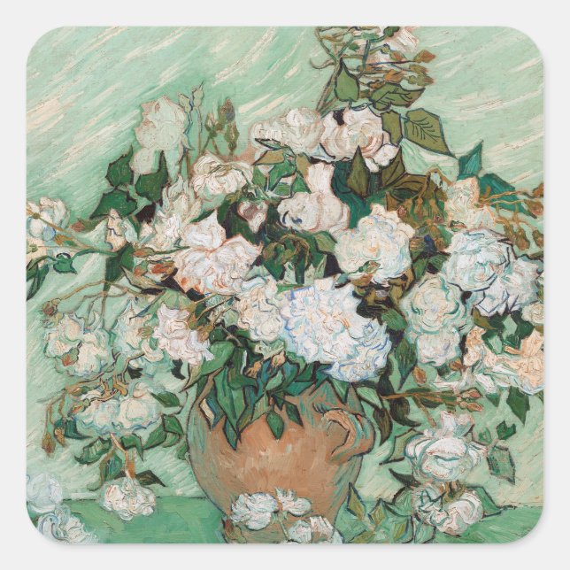 Vincent van Gogh | Rose, 1890 Quadratischer Aufkleber (Vorderseite)