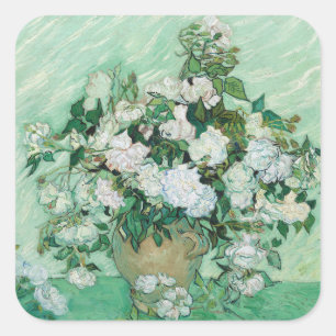 Vincent van Gogh - Rose Quadratischer Aufkleber