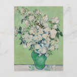 Vincent Van Gogh Rose Schöner Impressionist Postkarte<br><div class="desc">Schöne Van Gogh Rose, die auf einer Postkarte mit Blumenkunst des Impressionismus mit hübschen Rose in einer grünen Vase auf einem weißen Tisch mit Spuren von Rosa auf einem schönen gelben grünen Hintergrund malen. Cooles Vintages Blumengeschenk für einen Künstler aus dem 18. Jahrhundert, der die Liebe der impressionistischen Periode bewundert....</div>