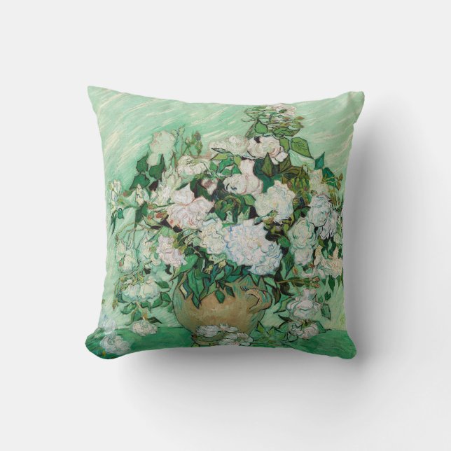 Vincent van Gogh Rosen 1890 malendes Throw-Kissen Kissen (Vorderseite)