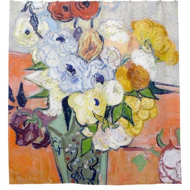 Vincent Van Gogh - Roses And Anemones 1890 Duschvorhang (Vorderseite)