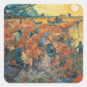 Vincent van Gogh Rote Weinberge in Arles, 1888 Quadratischer Aufkleber