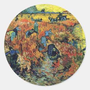 Vincent Van Gogh - Roter Weingarten bei Arles Male Runder Aufkleber