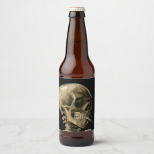 Vincent van Gogh - Schädel mit brennender Zigarett Bierflaschenetikett
