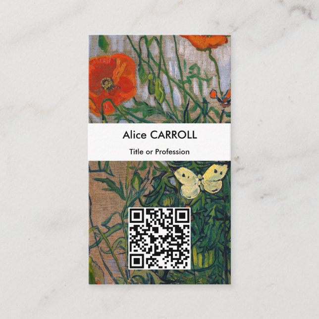 Vincent van Gogh - Schmetterlinge & Poppies - QR-C Visitenkarte (Vorderseite)