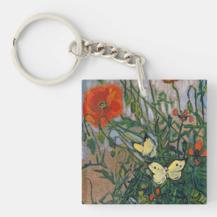 Vincent van Gogh - Schmetterlinge und Klatschmohn Schlüsselanhänger
