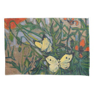 Vincent van Gogh - Schmetterlinge und Mohn Kissenbezug