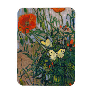 Vincent van Gogh - Schmetterlinge und Mohn Magnet