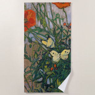 Vincent van Gogh - Schmetterlinge und Mohn Strandtuch