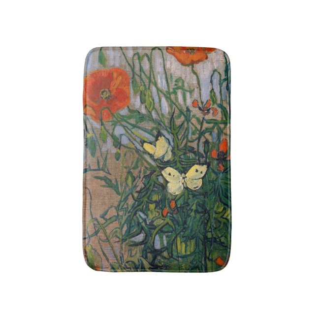 Vincent van Gogh - Schmetterlinge und Pfoten Badematte (Vorderseite Vertikal)