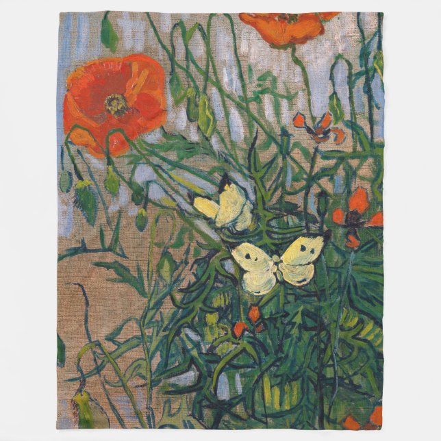 Vincent van Gogh - Schmetterlinge und Pfoten Fleecedecke (Vorderseite)