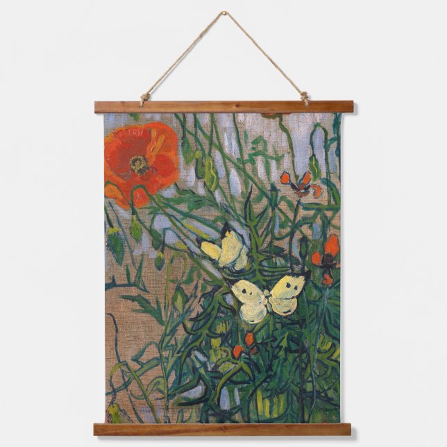 Vincent van Gogh - Schmetterlinge und Pfoten Wandteppich Mit Holzrahmen (Vorderseite)