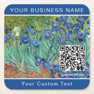 Vincent Van Gogh - Schwertlilien - QR Code Rechteckiger Pappuntersetzer