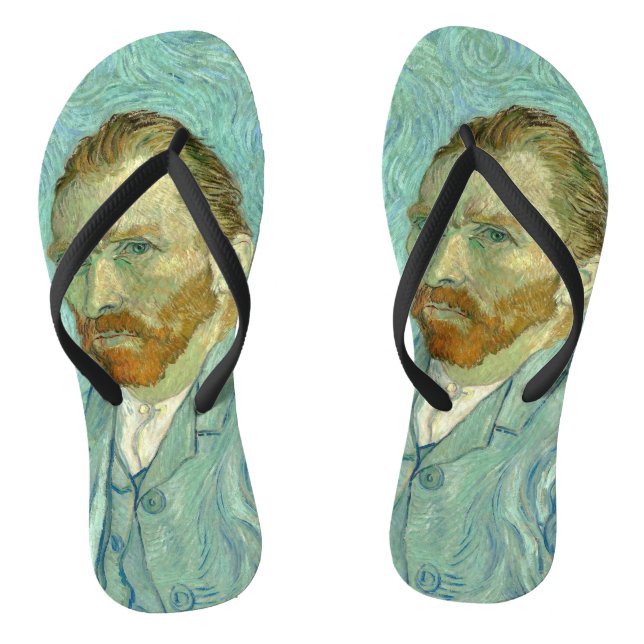 Vincent Van Gogh selbst Portrait Blue Background Flip Flops (Fußbett)