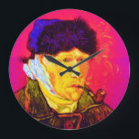 Vincent Van Gogh - Selbstportrait Bandage Pop Art Große Wanduhr<br><div class="desc">Öl auf Leinwand aus dem Jahr 1889, dieses Selbstportrait, das Van Gogh's bandagiertes Ohr und zutiefst traurige Augen zeigt, wurde einen Monat nach seinem Zusammenbruch im Dezember 1888 gemalt, als er seinen Ohrläppchen mit Rasierapparat nach einem Streit mit seinem Mitbewohner Paul Gauguin abgeschnitten hatte. Im Gegensatz zu ähnlichen Läden, bietet...</div>