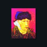 Vincent Van Gogh - Selbstportrait Bandage Pop Art Leinwanddruck<br><div class="desc">Öl auf Leinwand aus dem Jahr 1889, dieses Selbstportrait, das Van Gogh's bandagiertes Ohr und zutiefst traurige Augen zeigt, wurde einen Monat nach seinem Zusammenbruch im Dezember 1888 gemalt, als er seinen Ohrläppchen mit Rasierapparat nach einem Streit mit seinem Mitbewohner Paul Gauguin abgeschnitten hatte. Im Gegensatz zu ähnlichen Läden, bietet...</div>