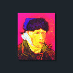 Vincent Van Gogh - Selbstportrait Bandage Pop Art Leinwanddruck<br><div class="desc">Öl auf Leinwand aus dem Jahr 1889, dieses Selbstportrait, das Van Gogh's bandagiertes Ohr und zutiefst traurige Augen zeigt, wurde einen Monat nach seinem Zusammenbruch im Dezember 1888 gemalt, als er seinen Ohrläppchen mit Rasierapparat nach einem Streit mit seinem Mitbewohner Paul Gauguin abgeschnitten hatte. Im Gegensatz zu ähnlichen Läden, bietet...</div>