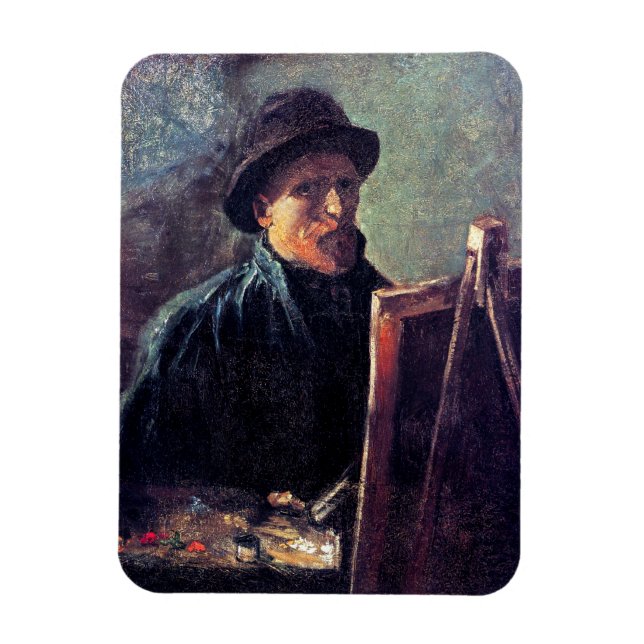 Vincent Van Gogh - Selbstportrait Dunkler Filzhut Magnet (Vertikal)