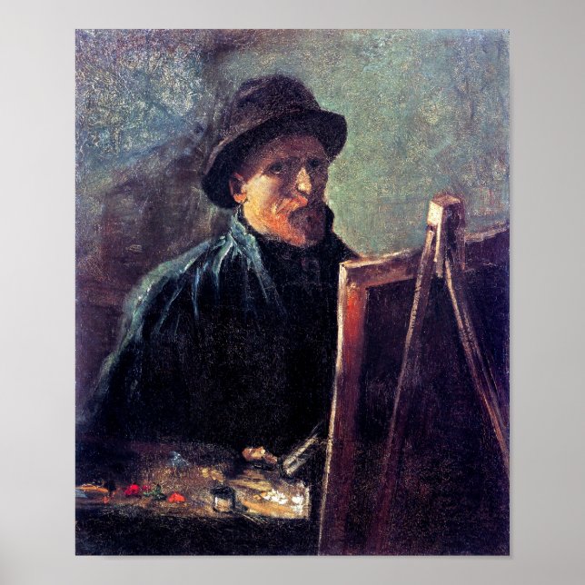 Vincent Van Gogh - Selbstportrait Dunkler Filzhut Poster (Vorne)