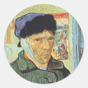 Vincent van Gogh - Selbstportrait mit verbanntem O Runder Aufkleber