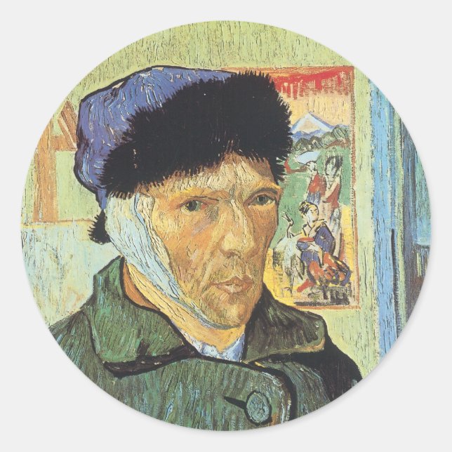 Vincent van Gogh - Selbstportrait mit verbanntem O Runder Aufkleber (Vorderseite)