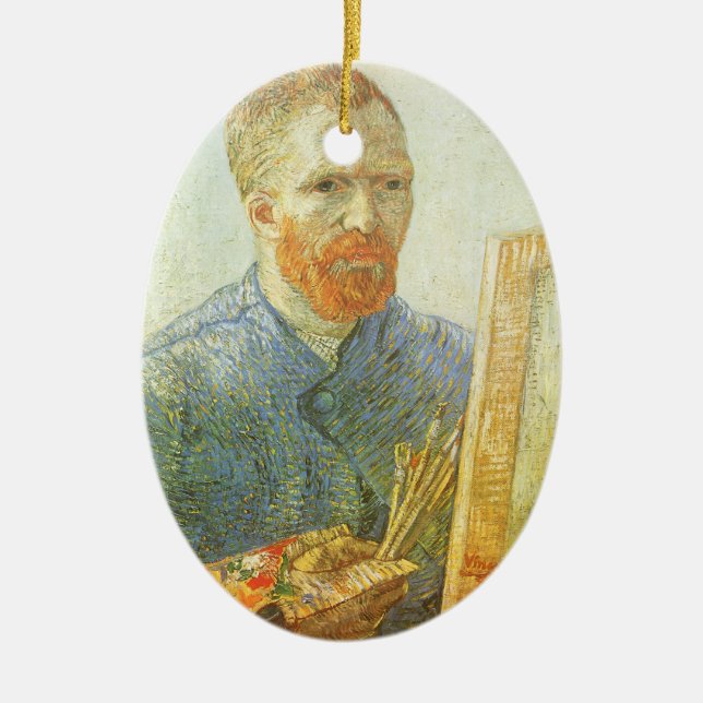 Vincent van Gogh - Selbstportrait vor Easel Keramik Ornament (Vorne)
