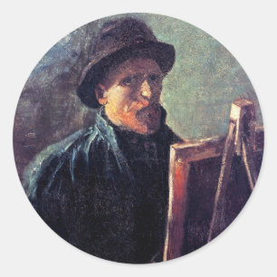 Vincent Van Gogh - Selbstporträt dunkler Filzhut Runder Aufkleber